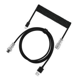 Premium Coiled Aviator Keyboard Cable — USB-C to USB-A, Braided Paracord, 5-Core Shielding