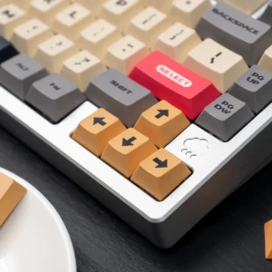 Retro Pixel Art Yellow Keycaps — 152 Keys, PBT Dye-Sub, Cherry Profile (8-Bit Video Game Theme)