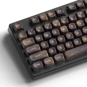 XVX Dark Walnut Wood Theme PBT Keycaps — 130 Keys, MOA Profile, Dye-Sublimation