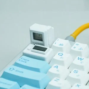 Retro Mini Macintosh Artisan Keycaps — ESC & Tab Set, Glowing Faceplates, Double-Shot ABS